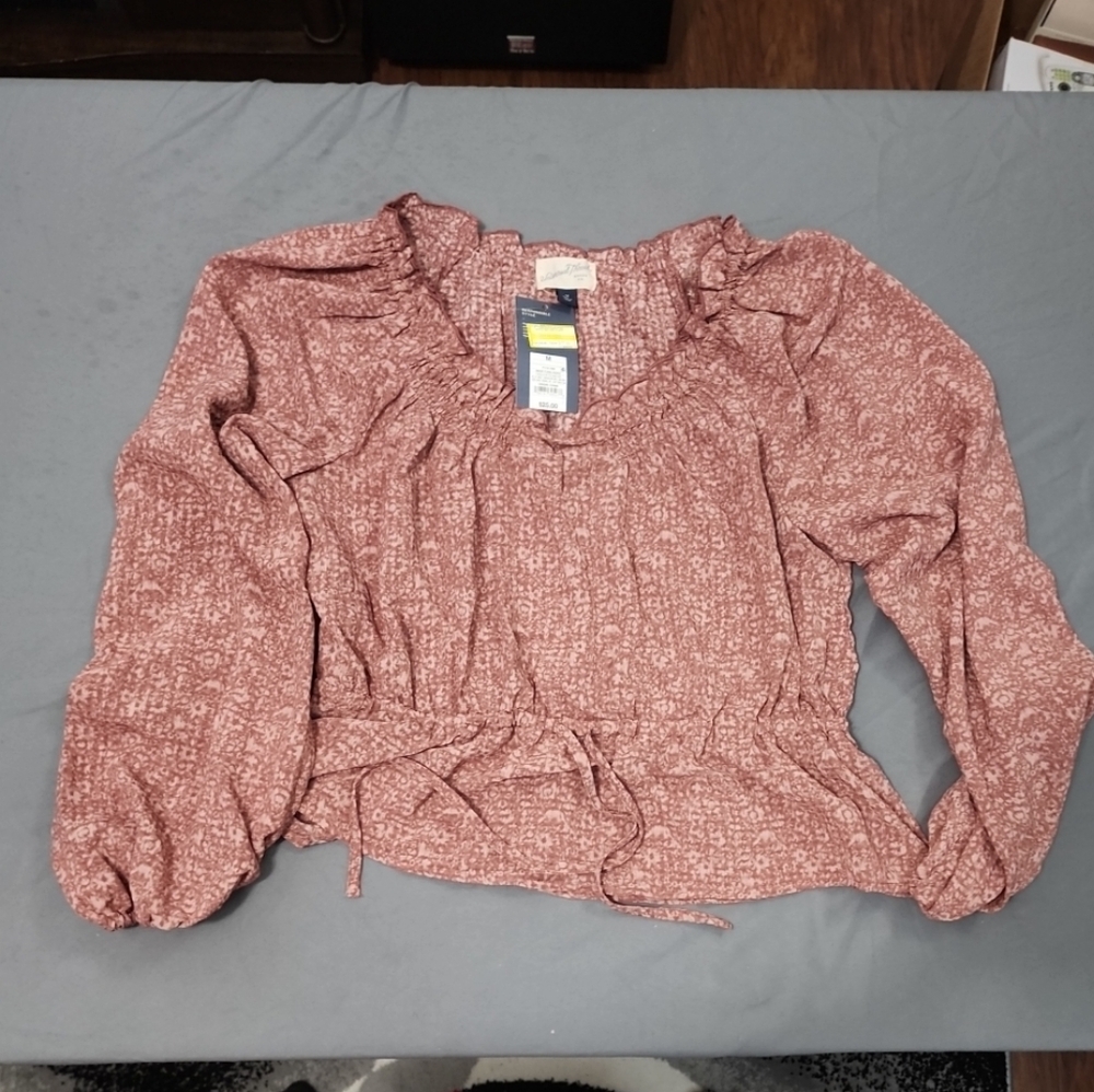 Target Women's Floral Blouse in Brick Red